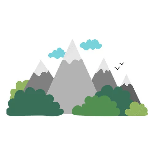 Цветной вариант раскраски горы и леса