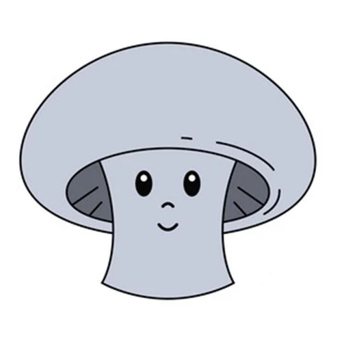 Цветной вариант раскраски гриб шампиньон с глазками