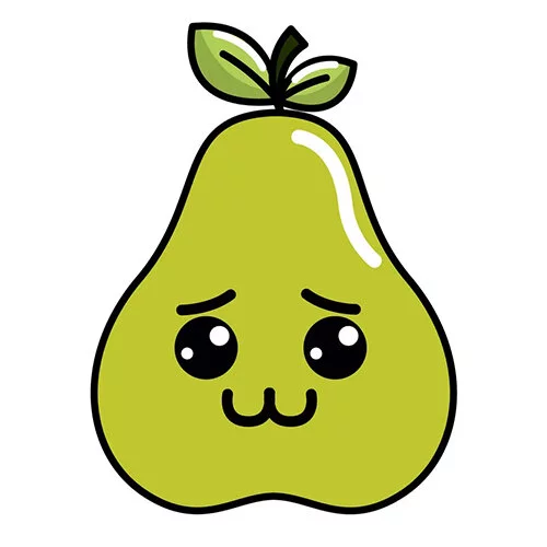 Цветной пример раскраски груша грустит