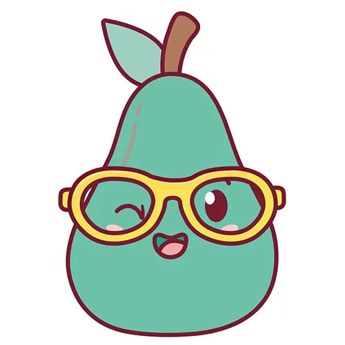 Цветной вариант раскраски груша каваи