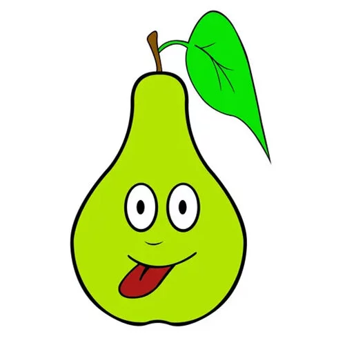 Цветной вариант раскраски груша показывает язык