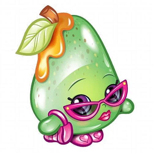 Цветной вариант раскраски груша с глазками шопкинс