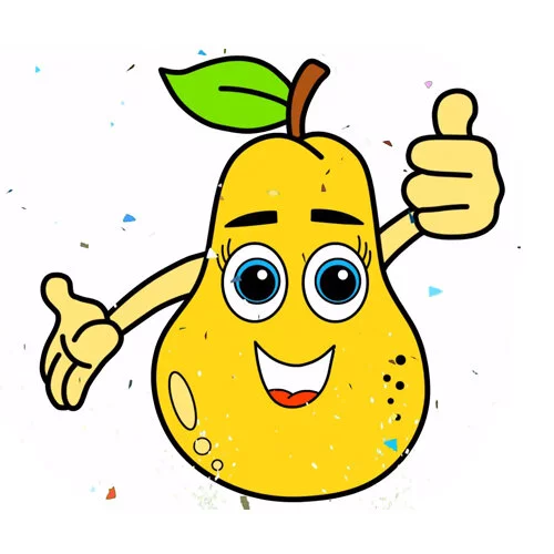 Цветной пример раскраски груша с глазками каваи