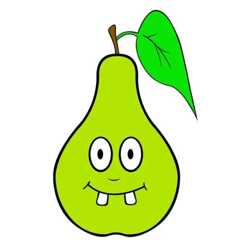 Цветной вариант раскраски груша смешная