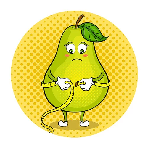 Цветной вариант раскраски груша спортсмен