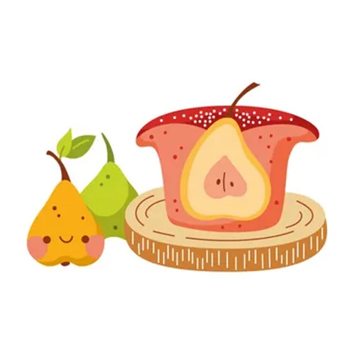 Цветной пример раскраски грушевый пирок каваи