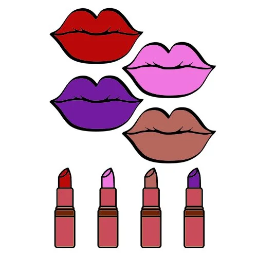 Цветной вариант раскраски губная помада и губы