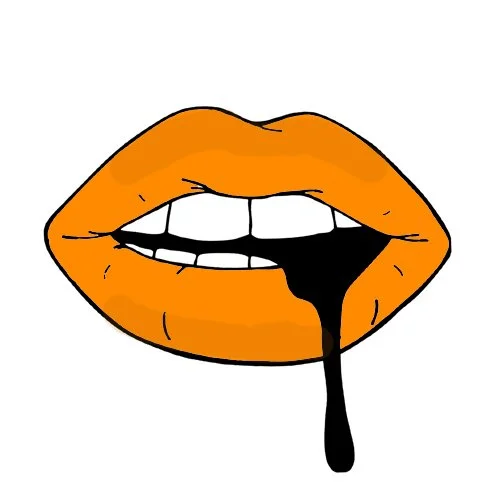 Цветной вариант раскраски губы с зубками