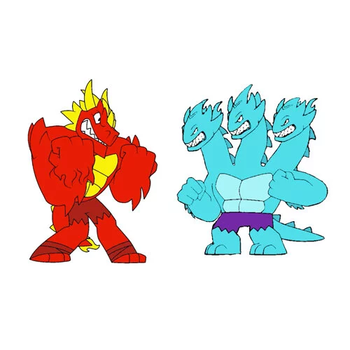 Цветной вариант раскраски гуджитсу дракон блазагон против гидры