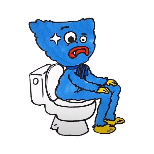 Цветной вариант раскраски хагги вагги на унитазе