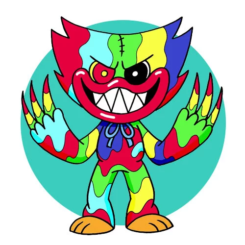 Цветной вариант раскраски хагги вагги радужный