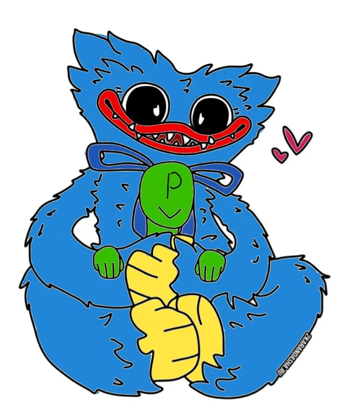 Цветной вариант раскраски хагги вагги синий