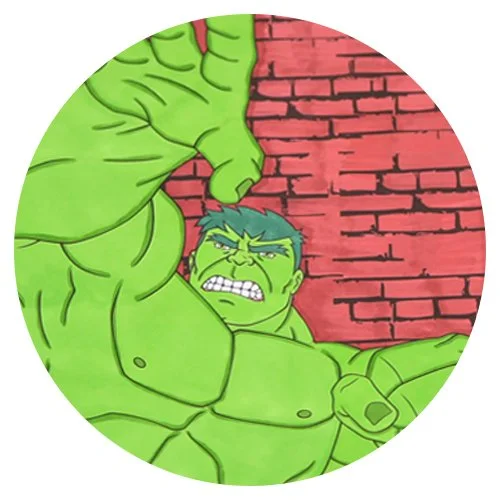 Цветной вариант раскраски халк герой