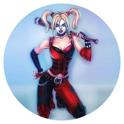 Цветной вариант раскраски харли квинн готова к нападению