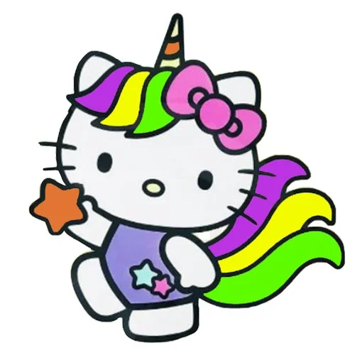 Цветной вариант раскраски хелло китти единорог