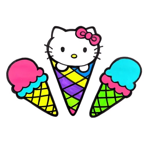 Цветной вариант раскраски хелло китти мороженое