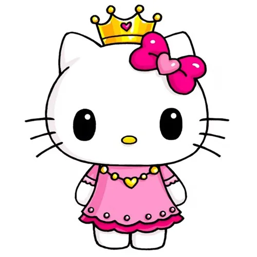 Цветной вариант раскраски хелло китти принцесса в короне