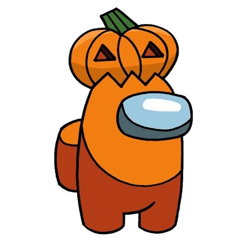 Цветной вариант раскраски амонг ас хэллоуин праздник тыква