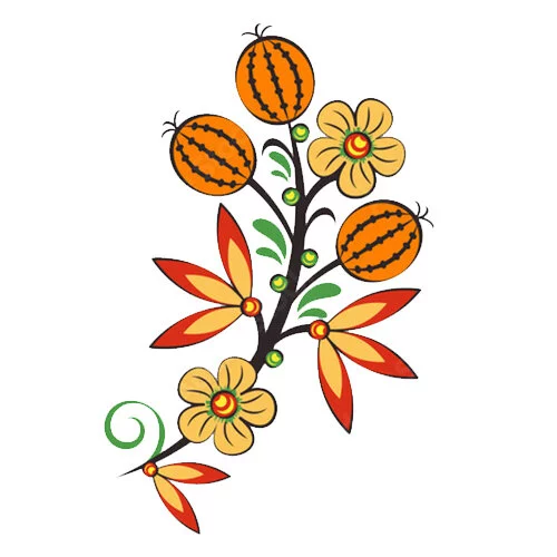 Цветной вариант раскраски хохлома арбузик