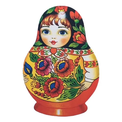 Цветной вариант раскраски хохлома матрешка