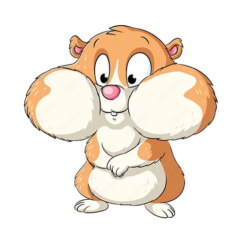 Цветной вариант раскраски хомяк набил щеки