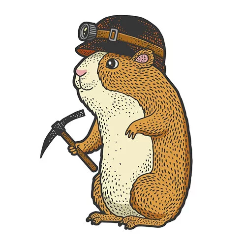 Цветной вариант раскраски хомяк работник
