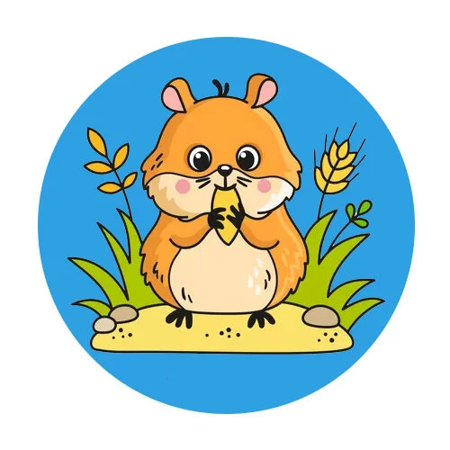 Цветной пример раскраски хомяк в лесу