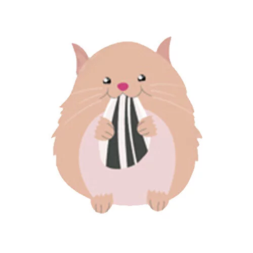 Цветной пример раскраски хомят жует семечку