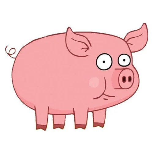 Цветной вариант раскраски хрюшка в луже