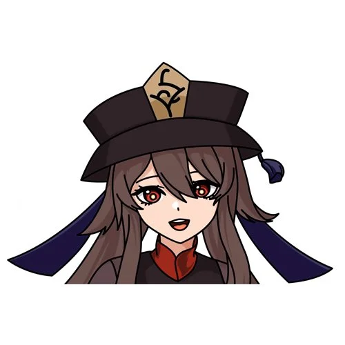 Цветной вариант раскраски ху тао геншин импакт