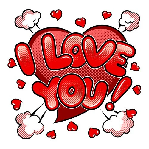 Цветной пример раскраски i love you