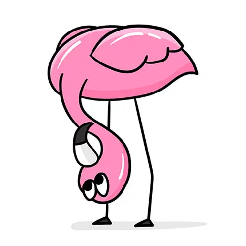 Цветной вариант раскраски игривый фламинго