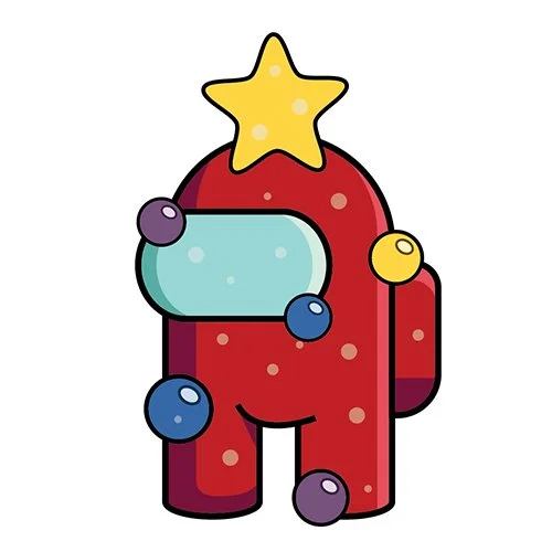 Цветной вариант раскраски игрок со звездой из амонг ас