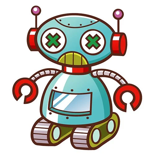 Цветной вариант раскраски игрушечный робот