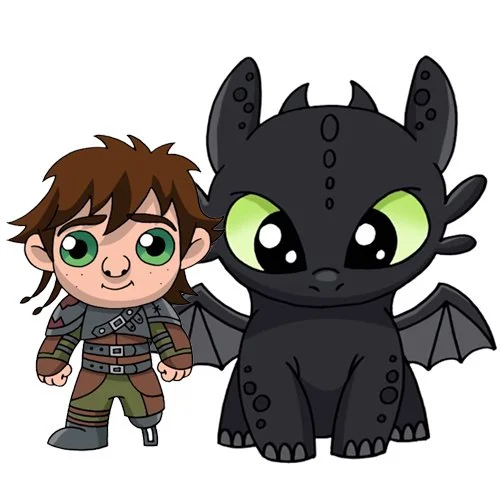 Цветной пример раскраски иккинг и его друг беззубик