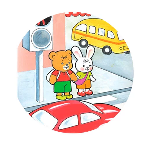 Цветной вариант раскраски жди зеленый знак светофора