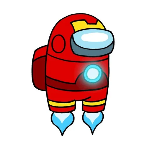 Цветной вариант раскраски железный человек амонг ас