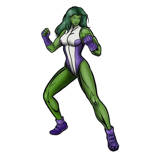 Цветной вариант раскраски женщина-халк