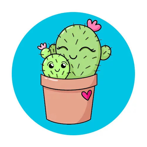 Цветной пример раскраски кактус малыши каваи