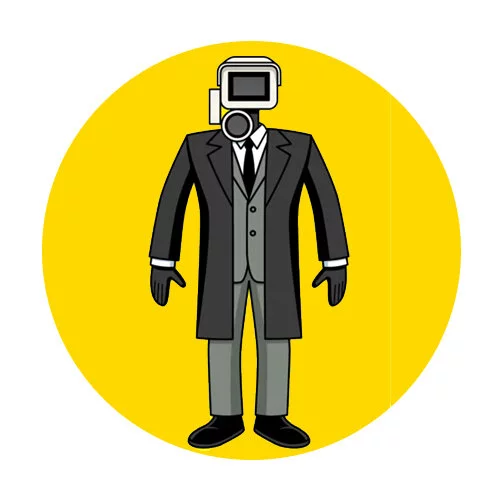 Цветной вариант раскраски камерамэн простой