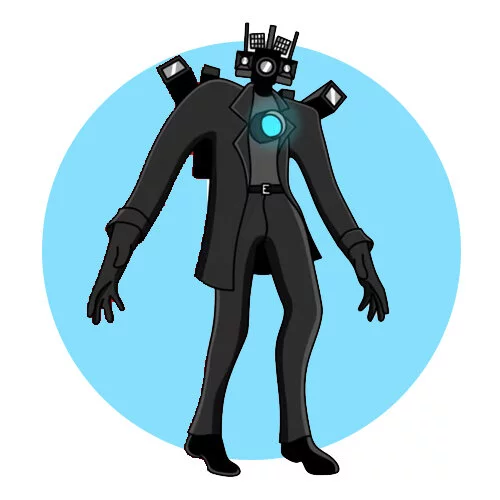 Цветной вариант раскраски камерамэн скибиди титан