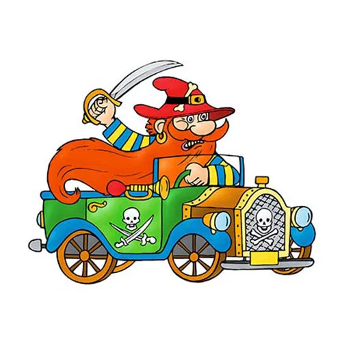 Цветной пример раскраски карабас-барабас на машине