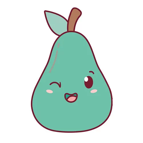 Цветной пример раскраски каваи груша