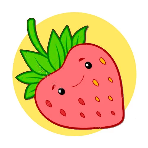 Цветной вариант раскраски каваи клубника