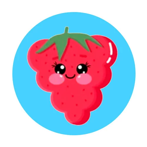 Цветной пример раскраски каваи малина улыбается