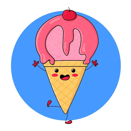 Цветной вариант раскраски каваи мороженое