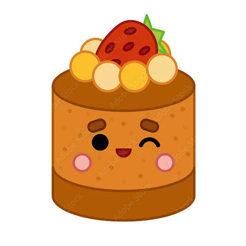 Цветной вариант раскраски каваи пироженка