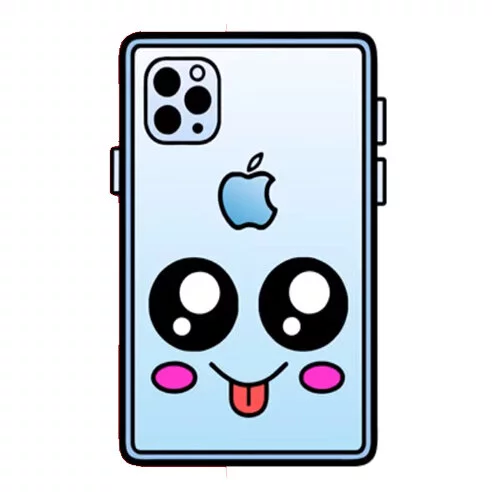 Цветной вариант раскраски кавай айфон