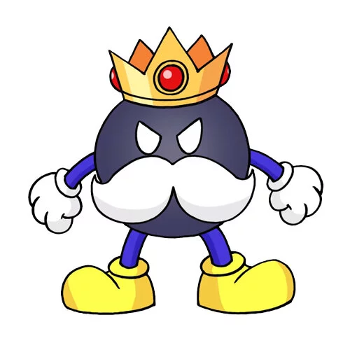 Цветной пример раскраски king bob omb марио супер-марио