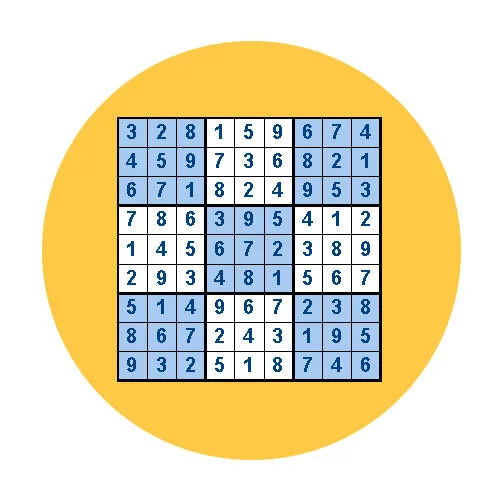 Цветной вариант раскраски классическое судоку 3х3